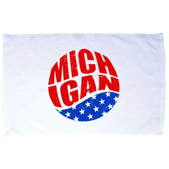 Patriotic Red White Blue Michigan Emblem Microfiber Hand Towel