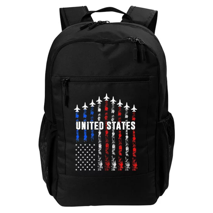 Patriotic Red White Blue Usa Flag Fighter Jets Daily Commute Backpack