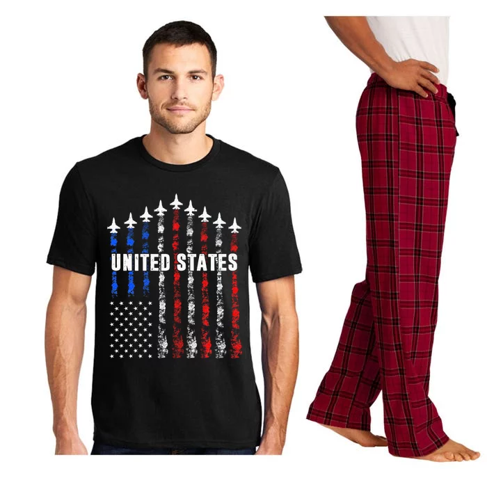 Patriotic Red White Blue Usa Flag Fighter Jets Pajama Set