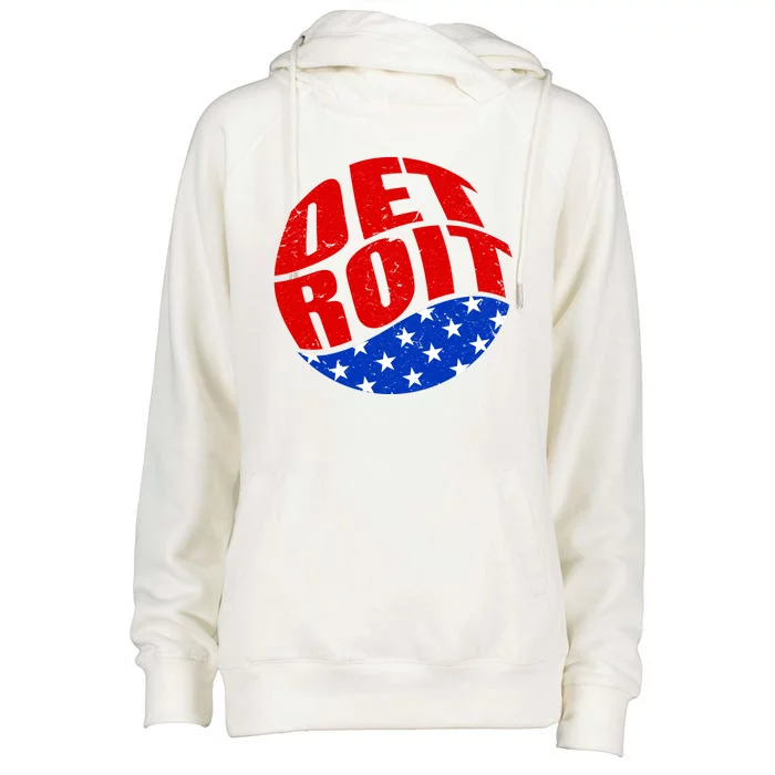 Patriotic Red White Blue Detroit Emblem Womens Funnel Neck Pullover Hood