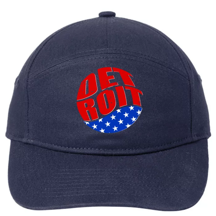 Patriotic Red White Blue Detroit Emblem 7-Panel Snapback Hat