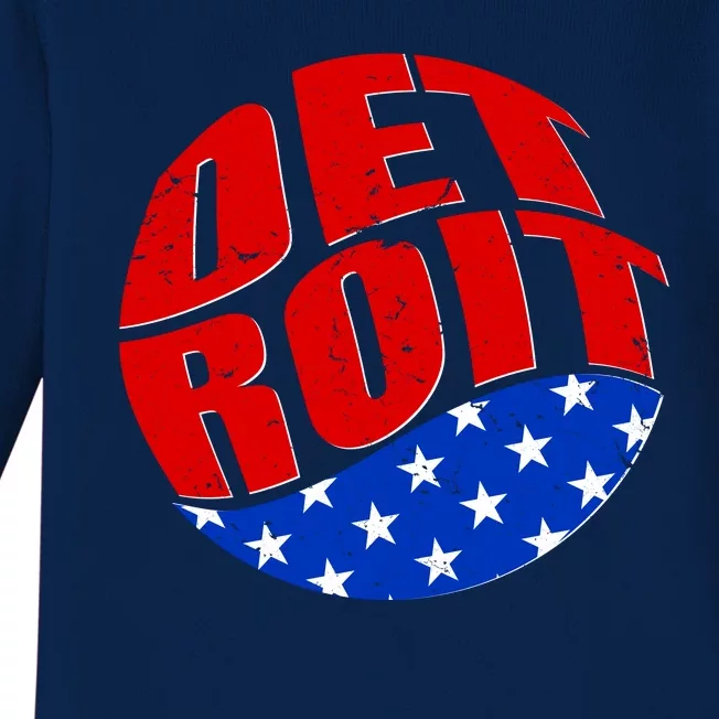 Patriotic Red White Blue Detroit Emblem Baby Long Sleeve Bodysuit