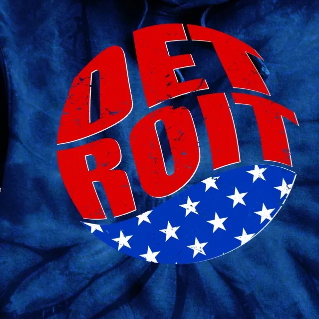 Patriotic Red White Blue Detroit Emblem Tie Dye Hoodie