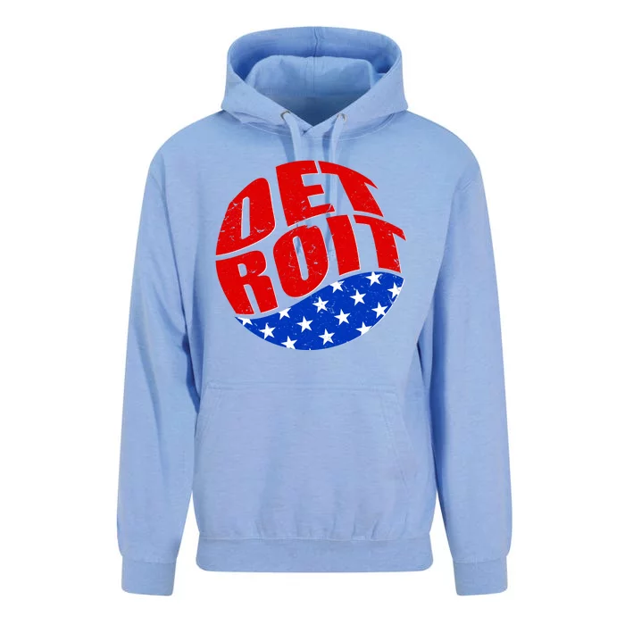 Patriotic Red White Blue Detroit Emblem Unisex Surf Hoodie