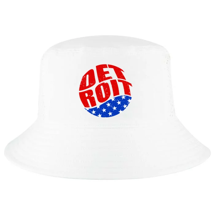 Patriotic Red White Blue Detroit Emblem Cool Comfort Performance Bucket Hat