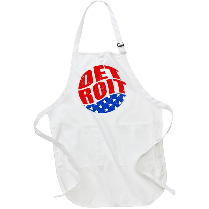 Patriotic Red White Blue Detroit Emblem Full-Length Apron With Pocket