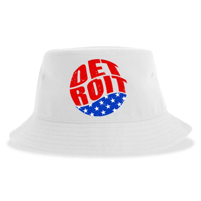 Patriotic Red White Blue Detroit Emblem Sustainable Bucket Hat