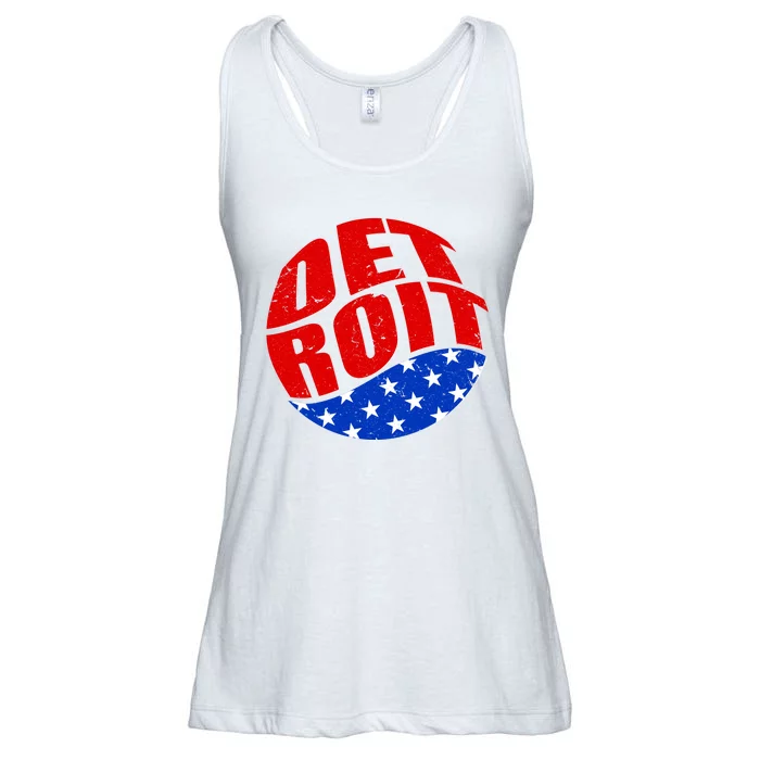 Patriotic Red White Blue Detroit Emblem Ladies Essential Flowy Tank