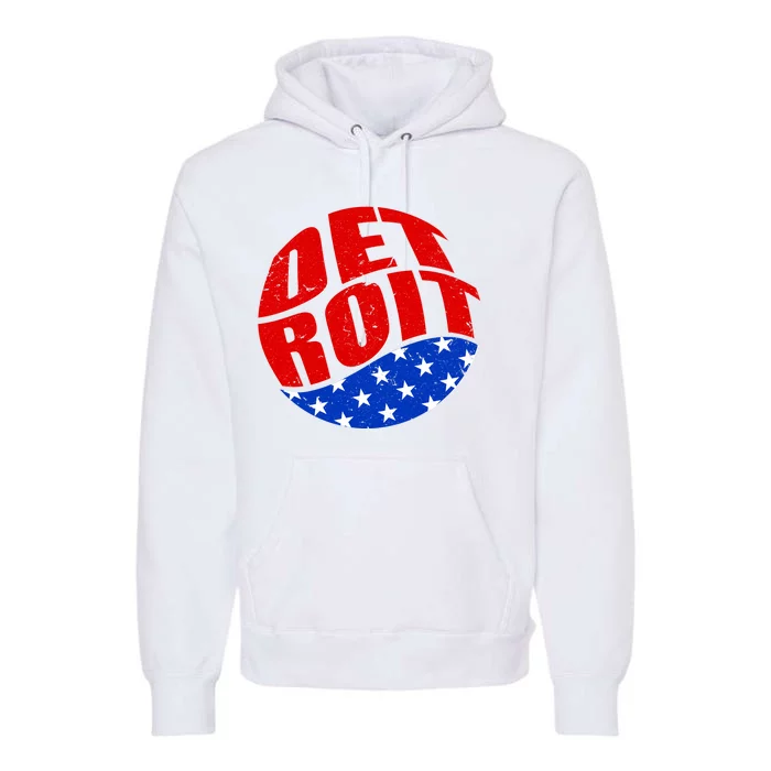 Patriotic Red White Blue Detroit Emblem Premium Hoodie