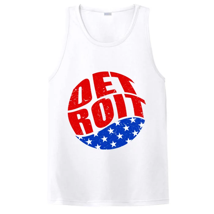 Patriotic Red White Blue Detroit Emblem Performance Tank