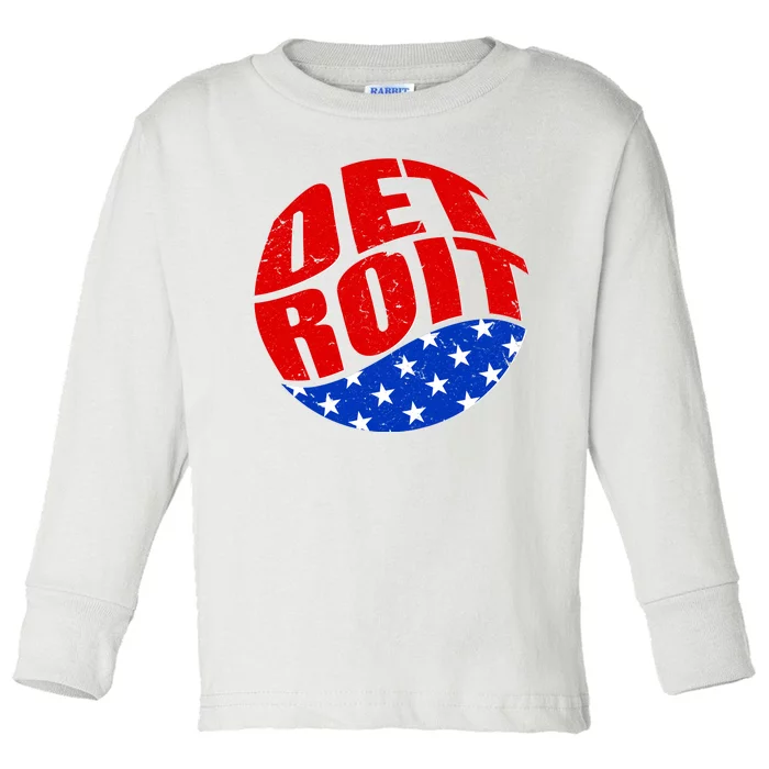 Patriotic Red White Blue Detroit Emblem Toddler Long Sleeve Shirt