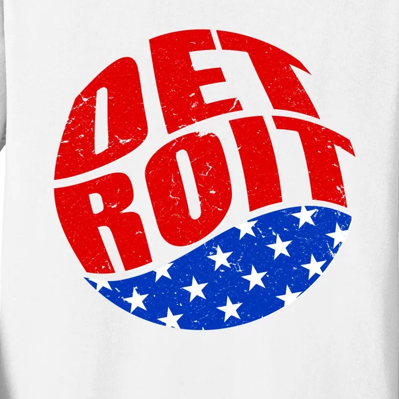 Patriotic Red White Blue Detroit Emblem Kids Long Sleeve Shirt