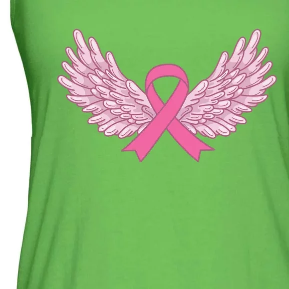 Pink Ribbon Wings Breast Cancer Awareness Ladies Essential Flowy Tank