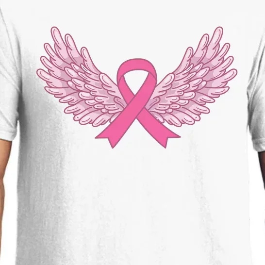 Pink Ribbon Wings Breast Cancer Awareness Pajama Set