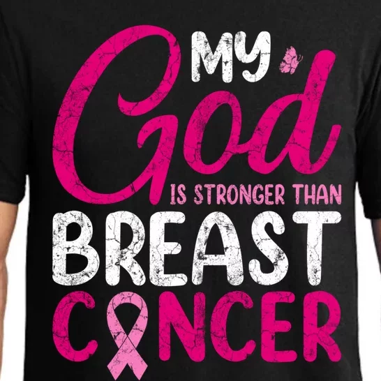 Pink Ribbon Warrior My God Is Stronger Than Breast Cancer Great Gift Pajama Set