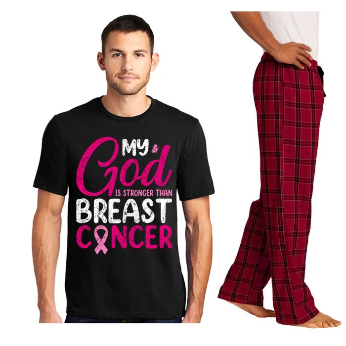 Pink Ribbon Warrior My God Is Stronger Than Breast Cancer Great Gift Pajama Set