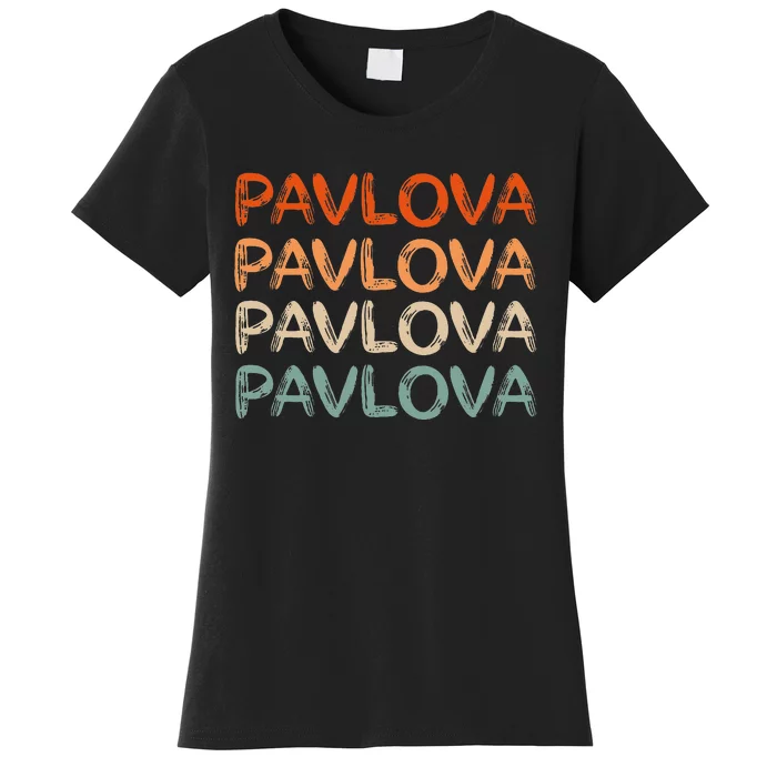 PAVLOVA Retro word art of favorite comfort foods dessert Women's T-Shirt