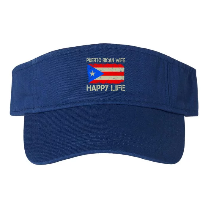 Puerto Rican Wife Happy Life Puerto Rico Flag Funny Husband Gift Valucap Bio-Washed Visor