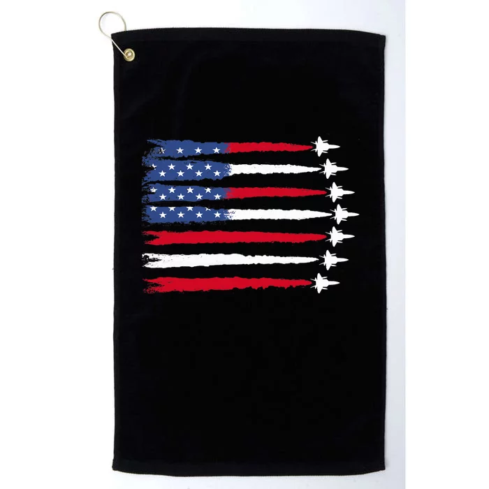 Patriotic Red White Blue Usa Flag Fighter Jets 4th Of July Platinum Collection Golf Towel