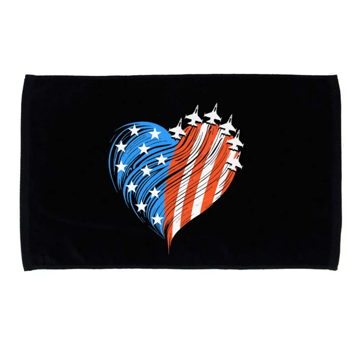 Patriotic Red White Blue Usa Flag Fighter Jets Microfiber Hand Towel