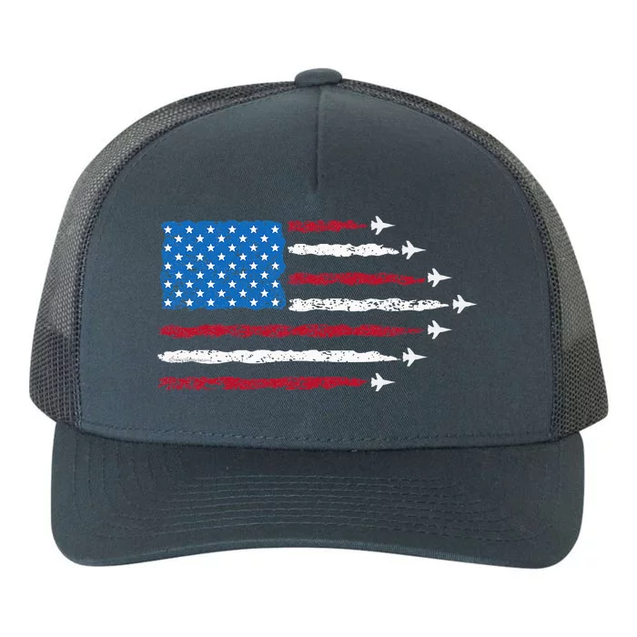 Patriotic Red White Blue Usa Flag Fighter Jets 4th Of July Yupoong Adult 5-Panel Trucker Hat