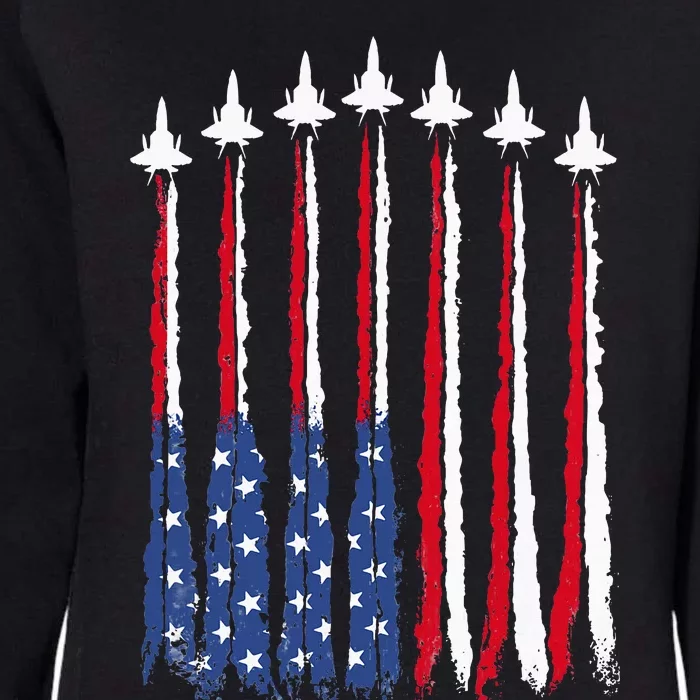 Patriotic Red White Blue Usa Flag Fighter Jets 4th Of July Womens California Wash Sweatshirt