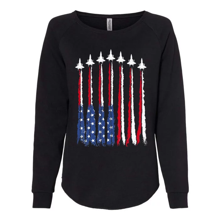 Patriotic Red White Blue Usa Flag Fighter Jets 4th Of July Womens California Wash Sweatshirt