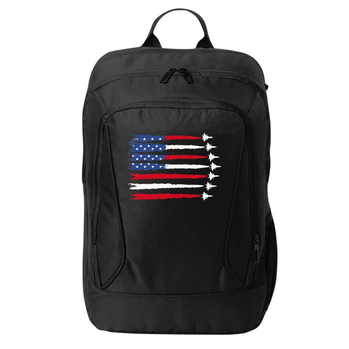 Patriotic Red White Blue Usa Flag Fighter Jets 4th Of July City Backpack