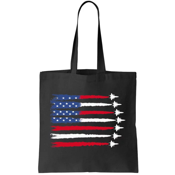 Patriotic Red White Blue Usa Flag Fighter Jets 4th Of July Tote Bag