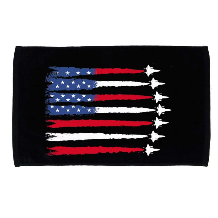 Patriotic Red White Blue Usa Flag Fighter Jets 4th Of July Microfiber Hand Towel