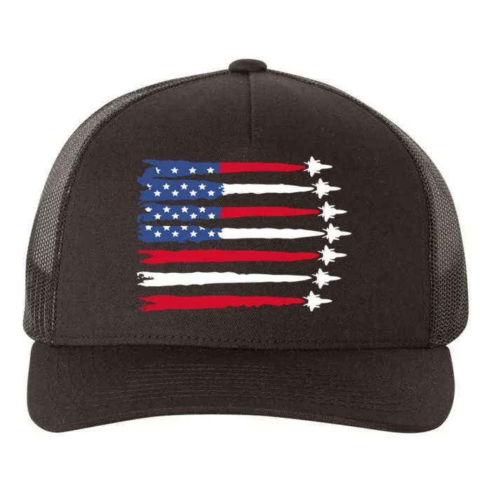 Patriotic Red White Blue Usa Flag Fighter Jets 4th Of July Yupoong Adult 5-Panel Trucker Hat