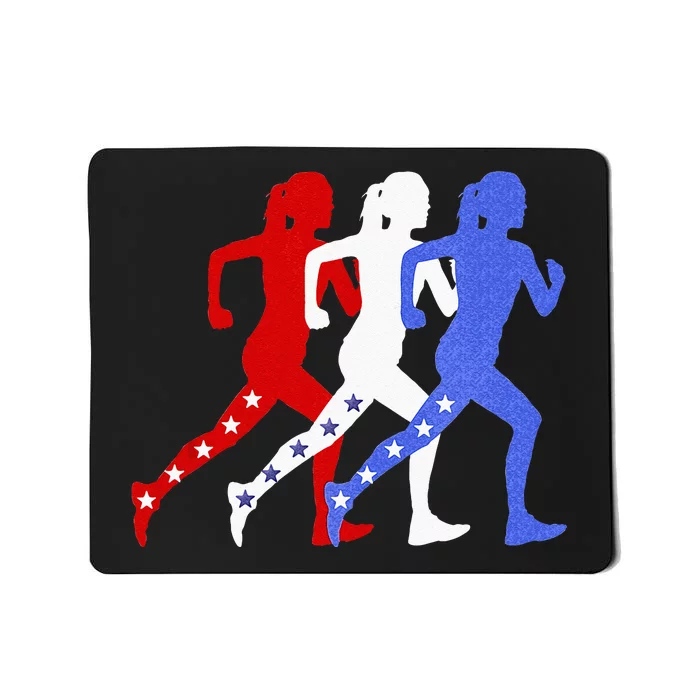 Patriotic Red White & Blue Stars Running Women N Runner Mousepad