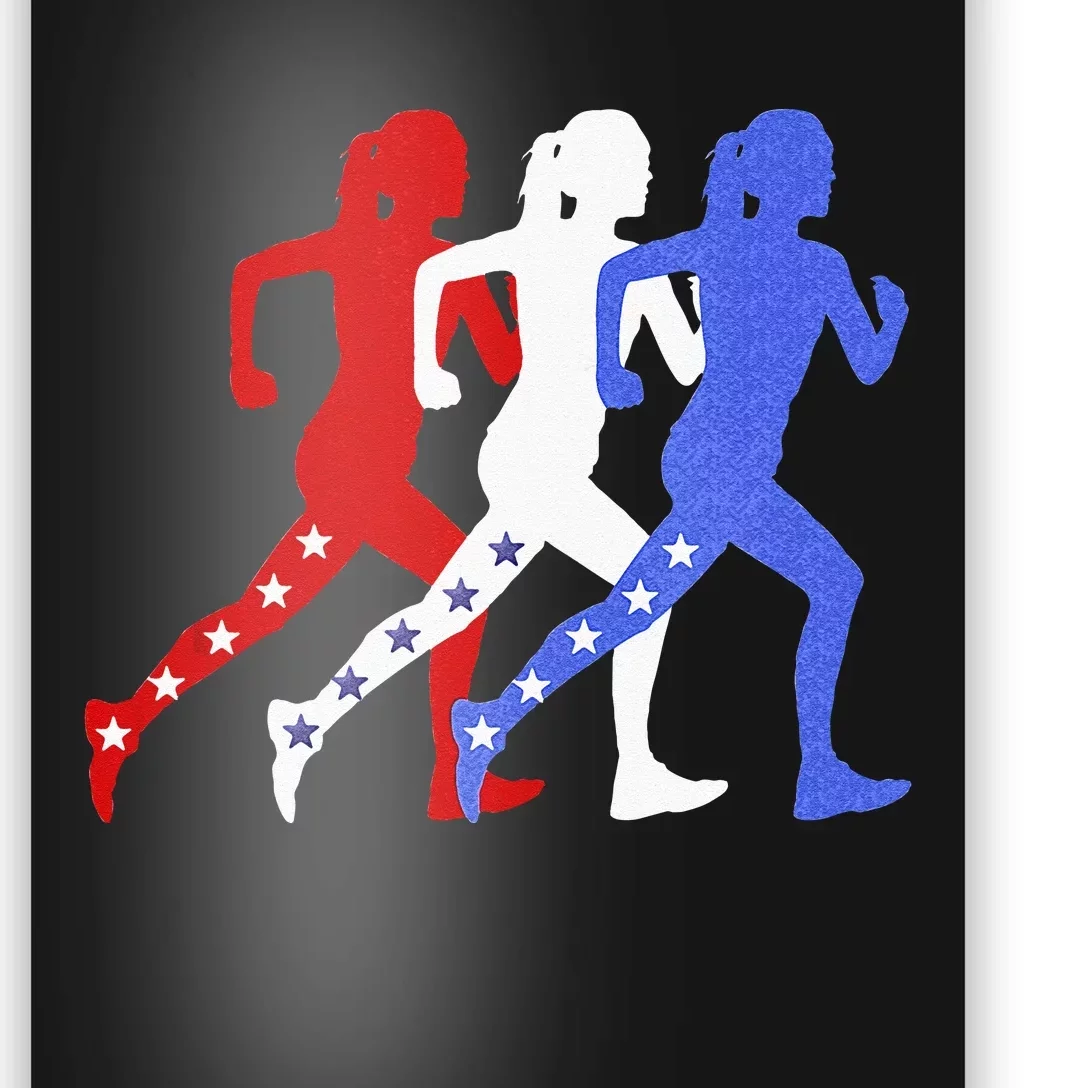 Patriotic Red White & Blue Stars Running Women N Runner Poster