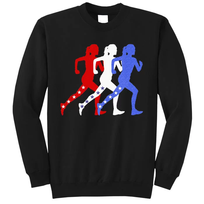 Patriotic Red White & Blue Stars Running Women N Runner Tall Sweatshirt