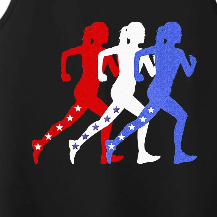 Patriotic Red White & Blue Stars Running Women N Runner Performance Tank