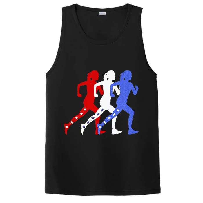 Patriotic Red White & Blue Stars Running Women N Runner Performance Tank