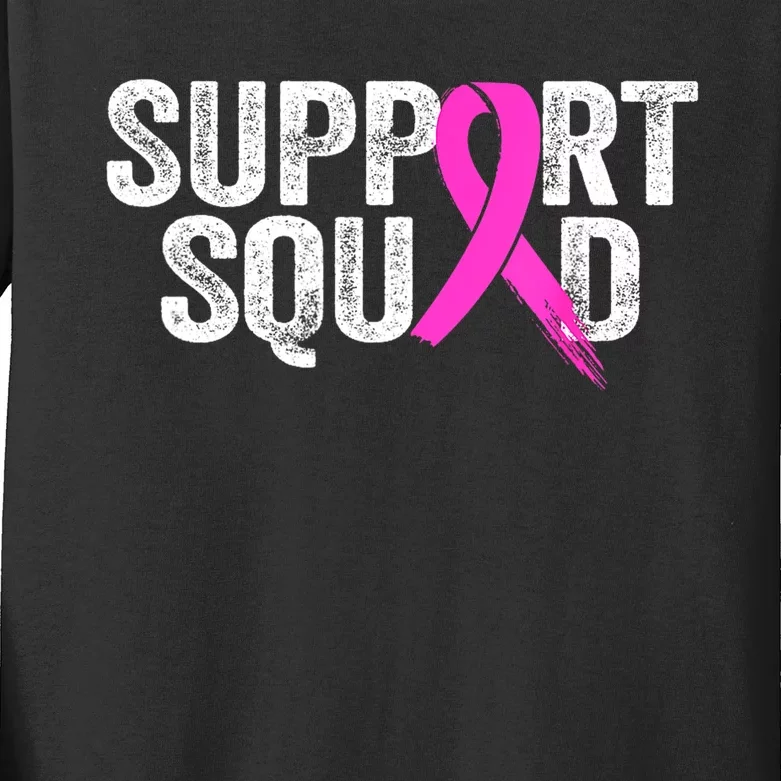 Pin.K Ribbon Women Support Squad Breast Cancer Awareness Month Gift Kids Long Sleeve Shirt