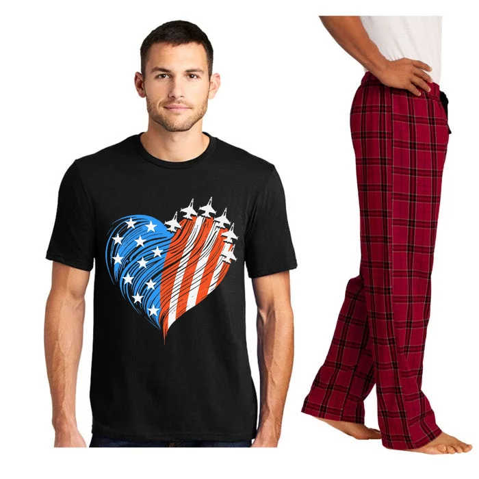 Patriotic Red White Blue Usa Flag Fighter Jets Pajama Set