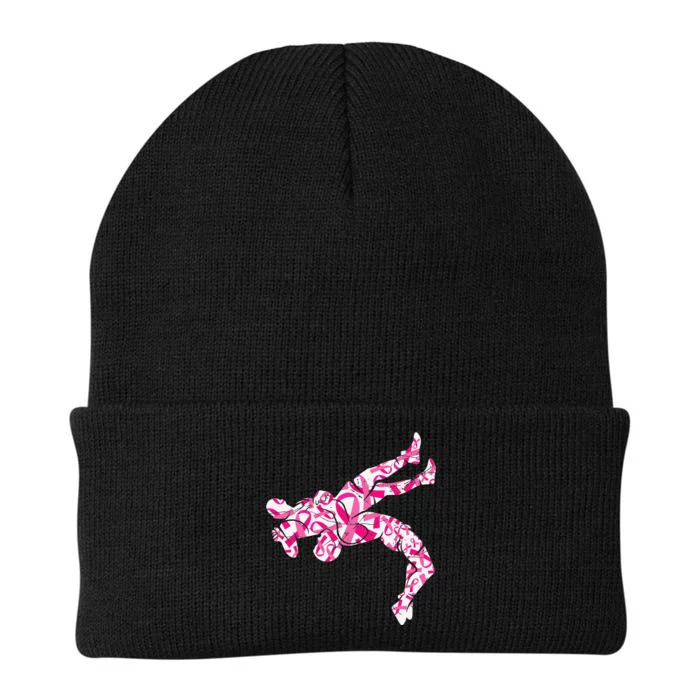 Pink Ribbon Wrestling Breast Cancer Awareness Support Mom Knit Cap Winter Beanie