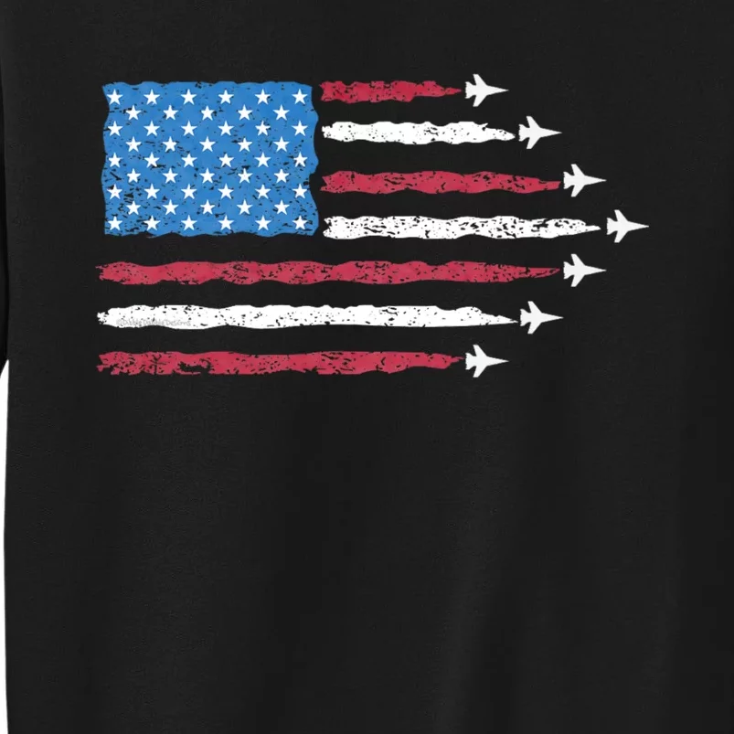 Patriotic Red White Blue Usa Flag Fighter Jets 4th Of July Sweatshirt