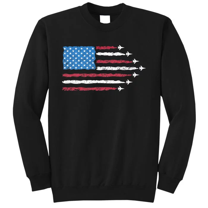 Patriotic Red White Blue Usa Flag Fighter Jets 4th Of July Sweatshirt