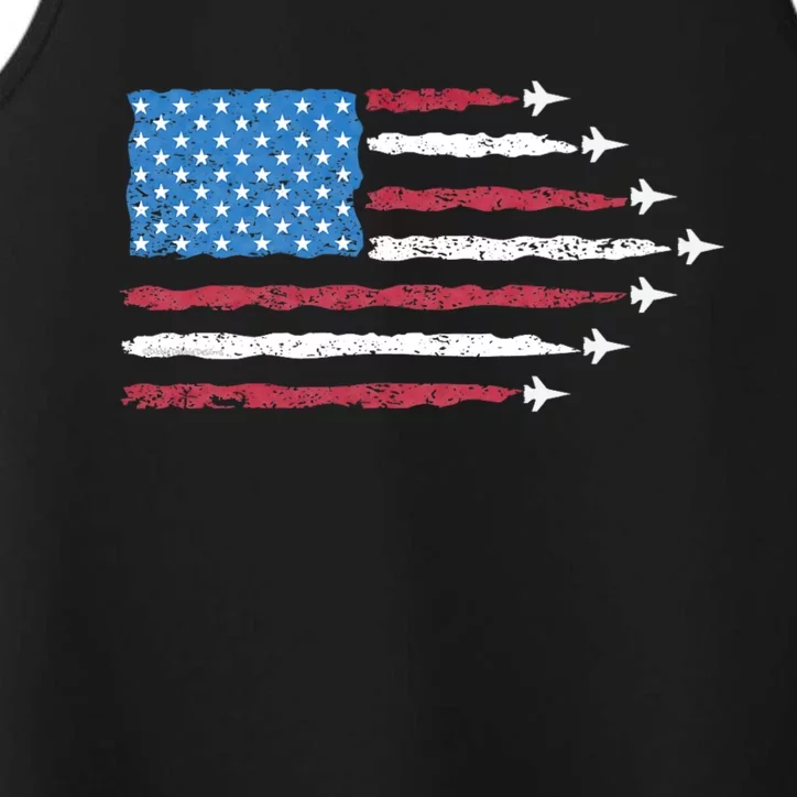 Patriotic Red White Blue Usa Flag Fighter Jets 4th Of July Performance Tank