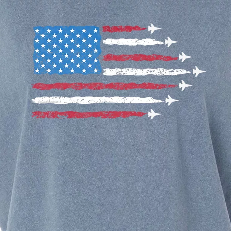 Patriotic Red White Blue Usa Flag Fighter Jets 4th Of July Garment-Dyed Women's Muscle Tee