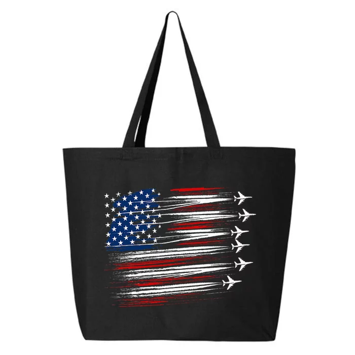 Patriotic Red White Blue Usa Flag Fighter Jets 25L Jumbo Tote