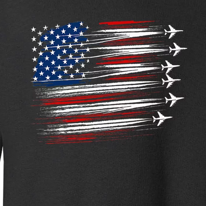 Patriotic Red White Blue Usa Flag Fighter Jets Toddler Sweatshirt