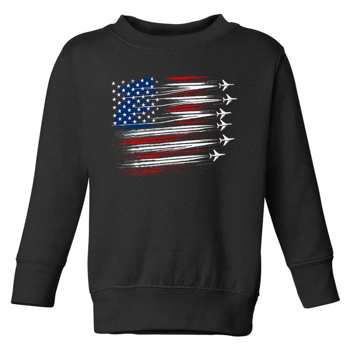 Patriotic Red White Blue Usa Flag Fighter Jets Toddler Sweatshirt