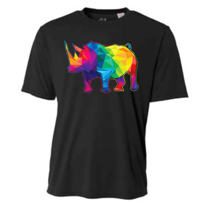 Polygonal Rhinoceros Zoologist Rhino Safari Animal Lover Cooling Performance Crew T-Shirt