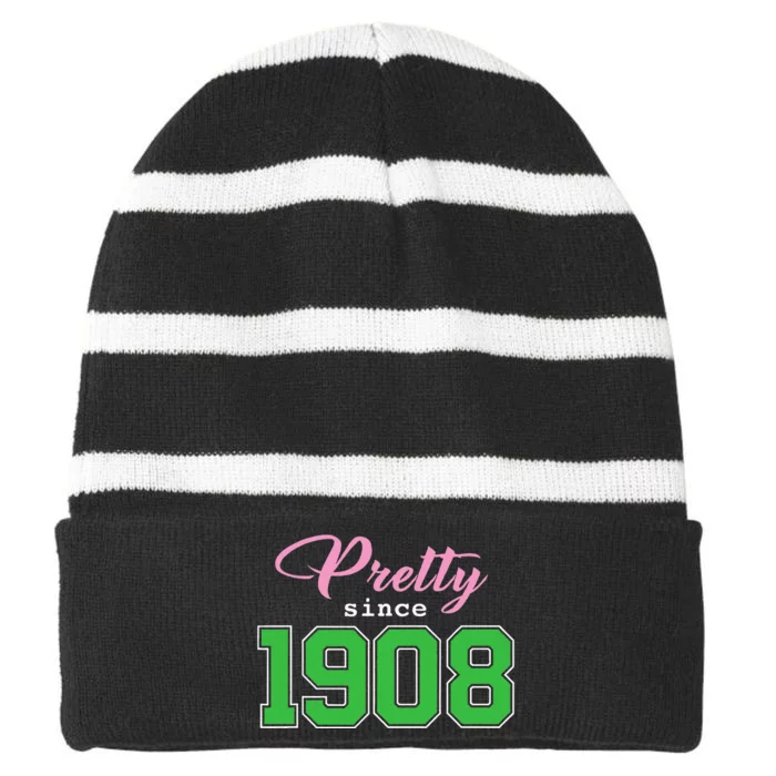 Pretty Since 1908 Sorority Striped Beanie with Solid Band