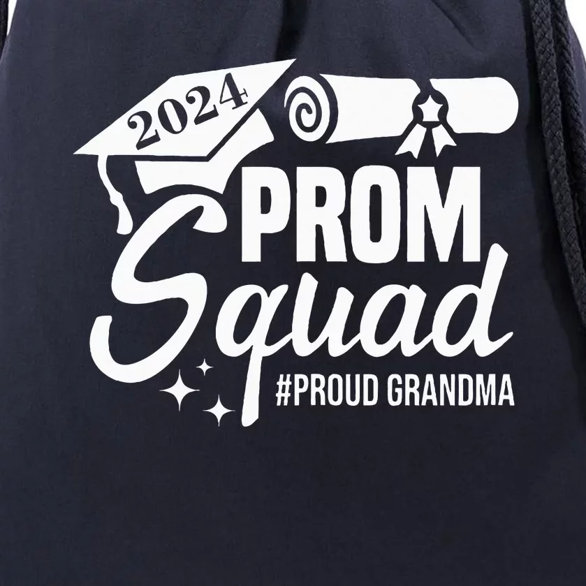 Prom Squad 2024 Proud Grandma Graduate Prom Class Of 2024 Drawstring Bag