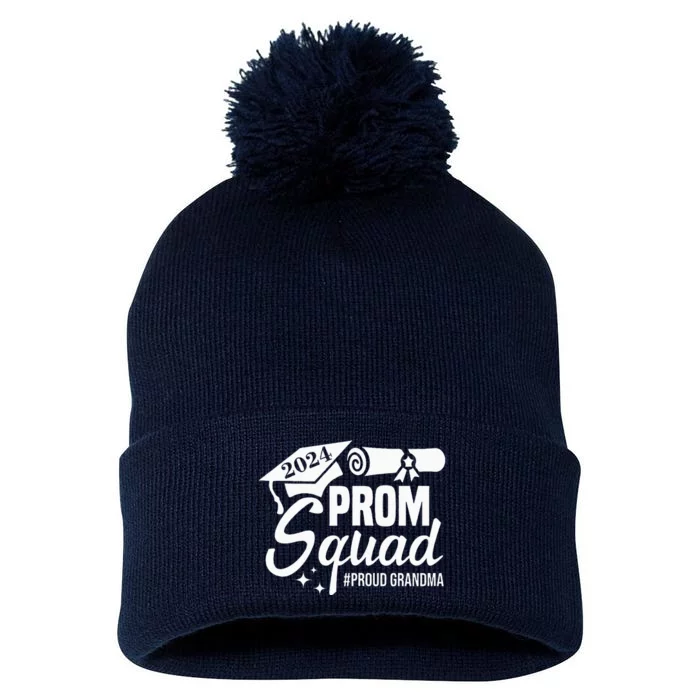 Prom Squad 2024 Proud Grandma Graduate Prom Class Of 2024 Pom Pom 12in Knit Beanie